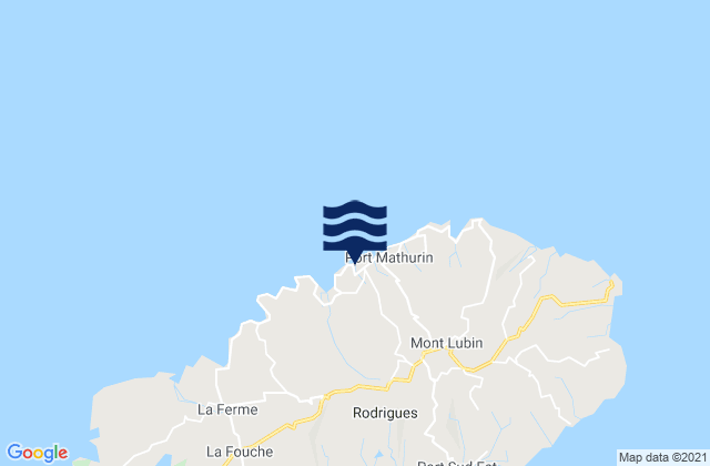 Mapa da tábua de marés em Port Mathurin, Mauritius
