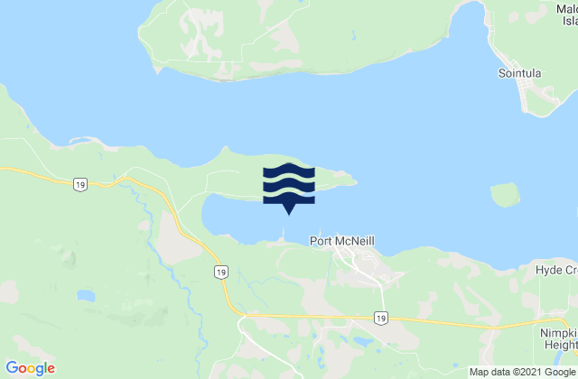 Mapa da tábua de marés em Port McNeill, Canada
