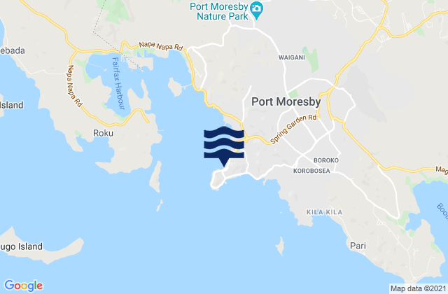 Mapa da tábua de marés em Port Moresby, Papua New Guinea