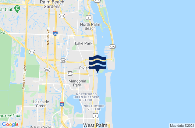Mapa da tábua de marés em Port Of West Palm Beach, United States