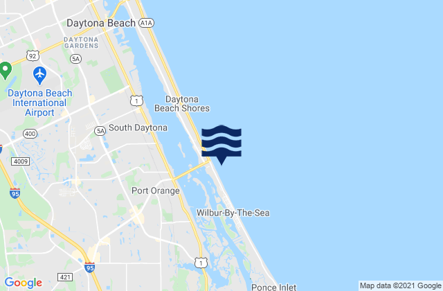 Mapa da tábua de marés em Port Orange, United States