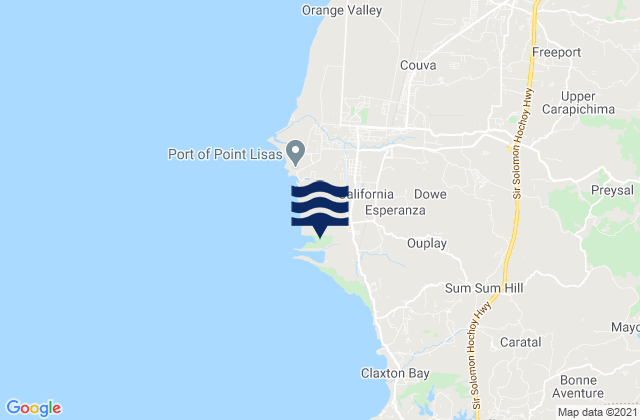 Mapa da tábua de marés em Port Point Lisas, Trinidad and Tobago