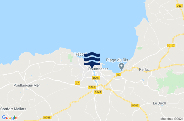 Mapa da tábua de marés em Port Rhu, France