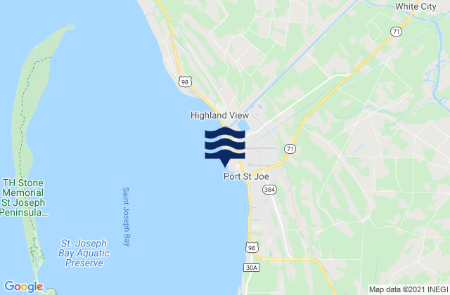 Mapa da tábua de marés em Port Saint Joe (St. Joseph Bay), United States