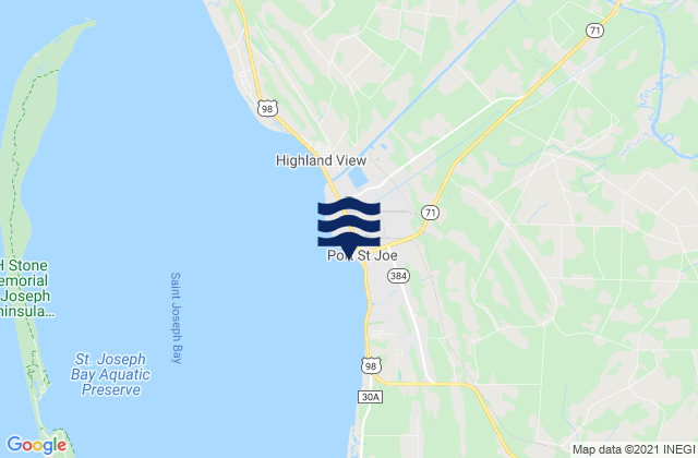 Mapa da tábua de marés em Port Saint Joe, United States