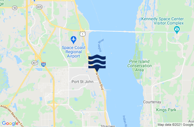 Mapa da tábua de marés em Port Saint John, United States