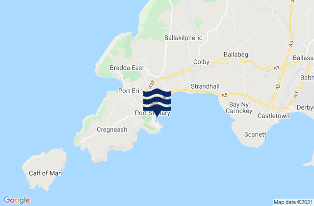 Mapa da tábua de marés em Port Saint Mary, Isle of Man