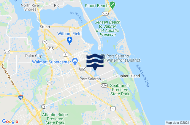 Mapa da tábua de marés em Port Salerno (Manatee Pocket), United States