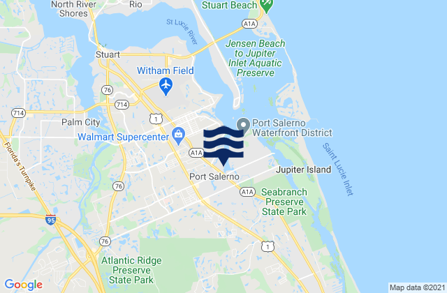 Mapa da tábua de marés em Port Salerno, United States