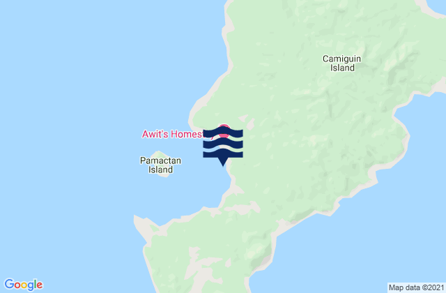 Mapa da tábua de marés em Port San Pio Quinto (Camiguin Island), Philippines
