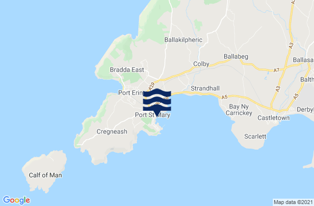 Mapa da tábua de marés em Port St Mary, Isle of Man