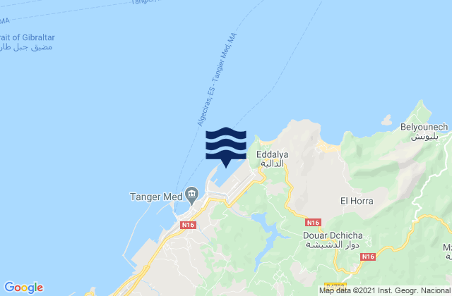 Mapa da tábua de marés em Port Tanger Méditerranée, Morocco