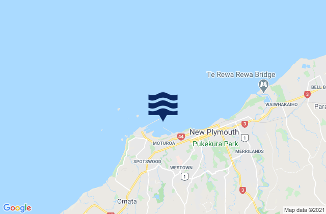 Mapa da tábua de marés em Port Taranaki, New Zealand