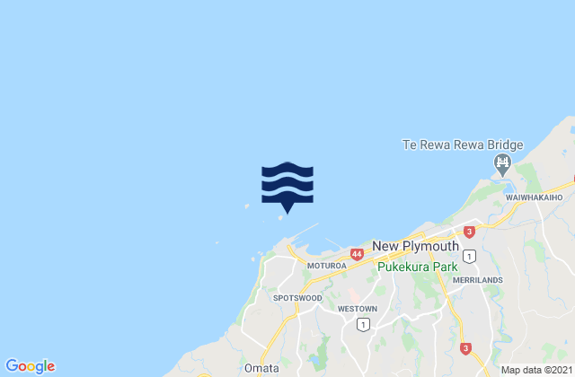 Mapa da tábua de marés em Port Taranaki, New Zealand