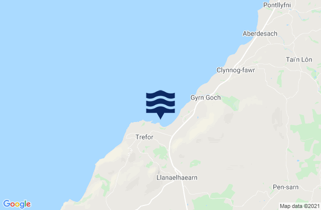 Mapa da tábua de marés em Port Trevor, United Kingdom