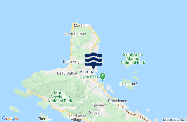 Mapa da tábua de marés em Port Victoria, Seychelles