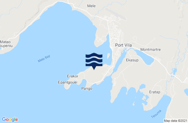 Mapa da tábua de marés em Port Vila, New Caledonia