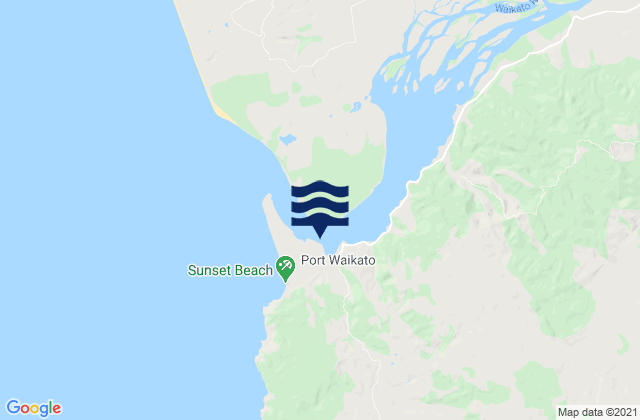 Mapa da tábua de marés em Port Waikato, New Zealand