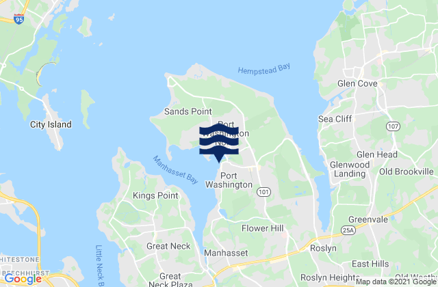 Mapa da tábua de marés em Port Washington (Manhasset Bay), United States