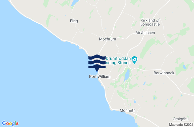 Mapa da tábua de marés em Port William, United Kingdom