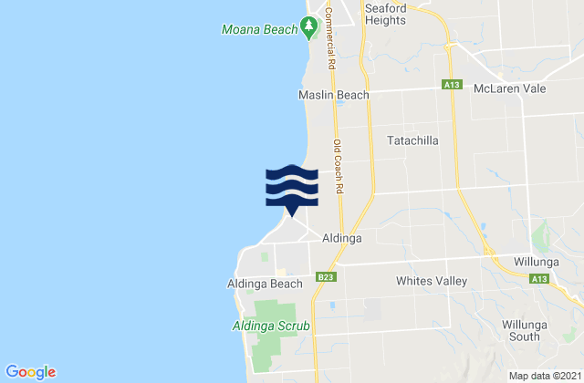 Mapa da tábua de marés em Port Willunga, Australia