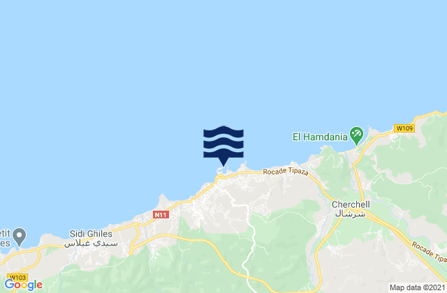 Mapa da tábua de marés em Port de Cherchell, Algeria