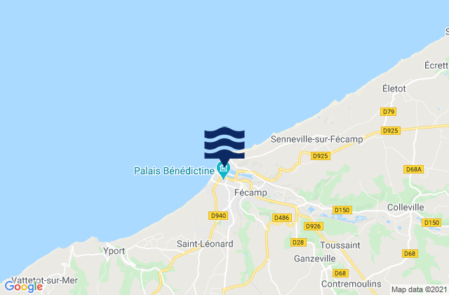 Mapa da tábua de marés em Port de Fécamp, France