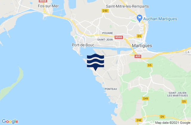 Mapa da tábua de marés em Port de Lavéra, France