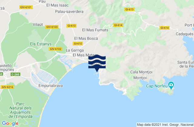 Mapa da tábua de marés em Port de Roses, Spain