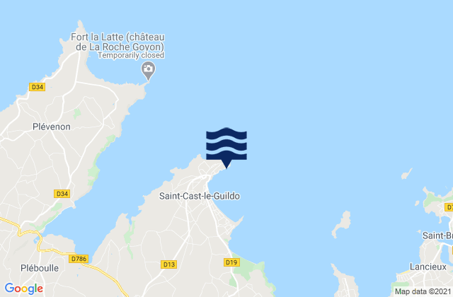 Mapa da tábua de marés em Port de Saint-Cast, France