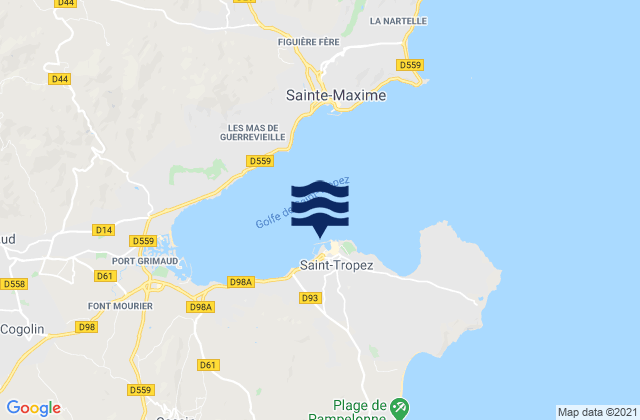 Mapa da tábua de marés em Port de Saint Tropez, France