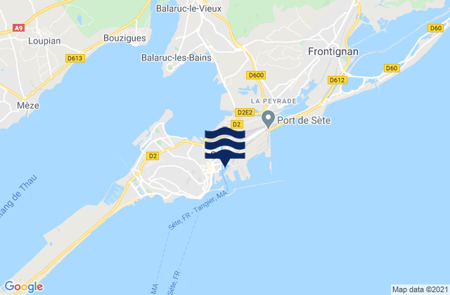 Mapa da tábua de marés em Port de Sète, France