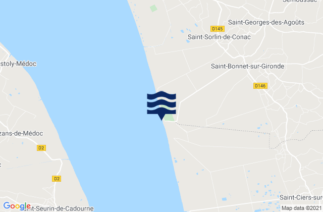 Mapa da tábua de marés em Port de Vitrezay, France