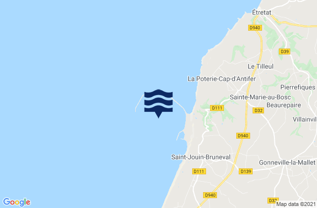 Mapa da tábua de marés em Port du Havre-Antifer, France