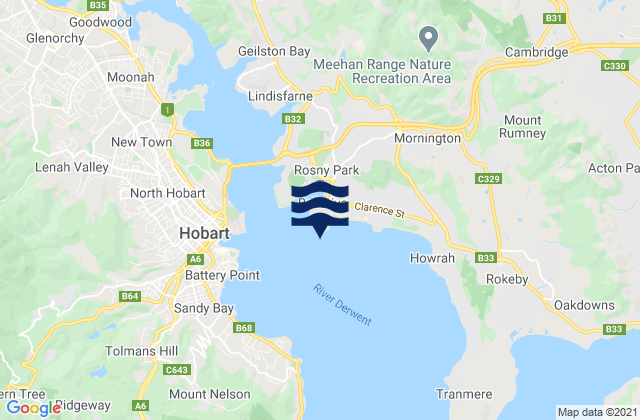 Mapa da tábua de marés em Port of Hobart, Australia