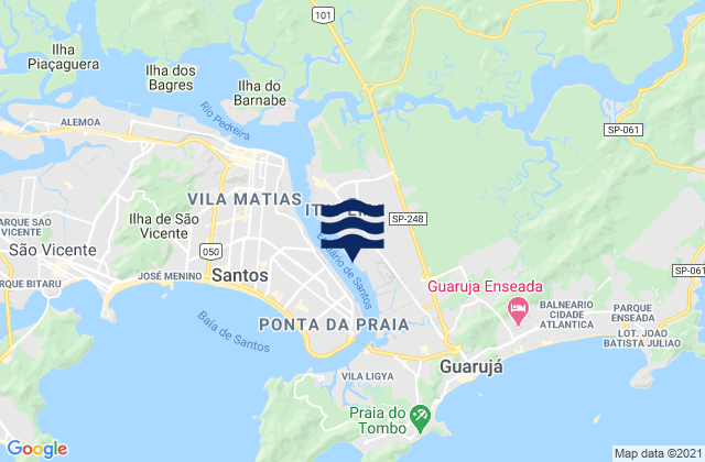 Mapa da tábua de marés em Port of Santos, Brazil