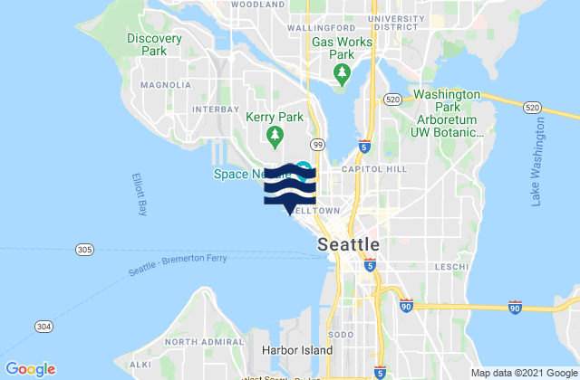 Mapa da tábua de marés em Port of Seattle, United States