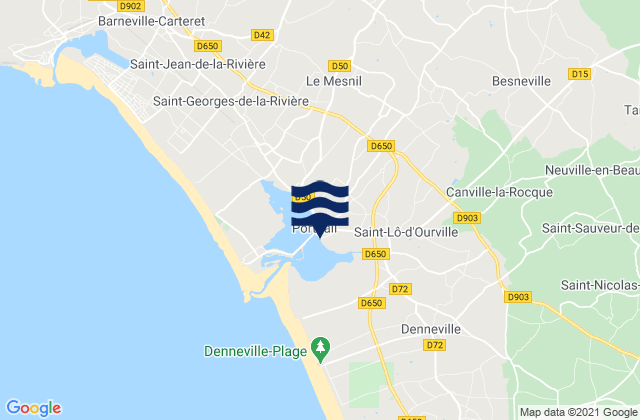 Mapa da tábua de marés em Portbail, France