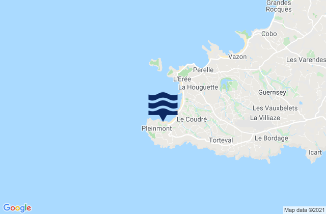 Mapa da tábua de marés em Portelet Beach, France