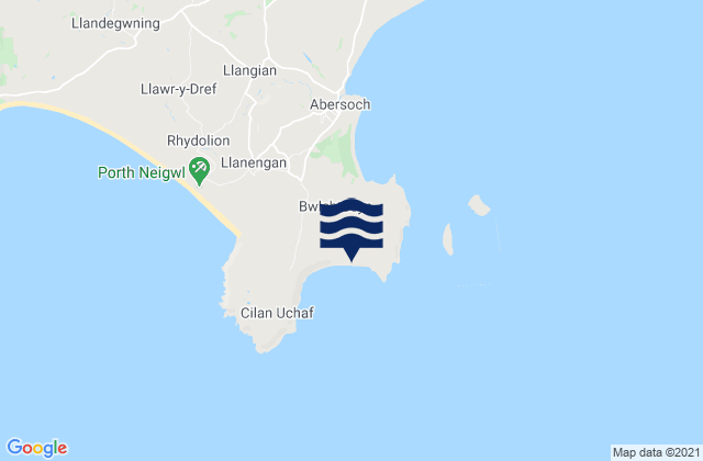 Mapa da tábua de marés em Porth Ceriad, United Kingdom