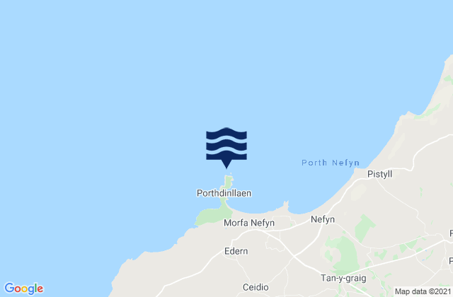 Mapa da tábua de marés em Porth Dinllaen, United Kingdom