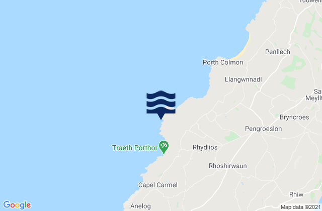 Mapa da tábua de marés em Porth Iago Beach, United Kingdom