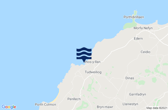 Mapa da tábua de marés em Porth Towyn Beach, United Kingdom