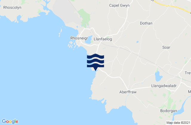Mapa da tábua de marés em Porth Trecastle Beach, United Kingdom