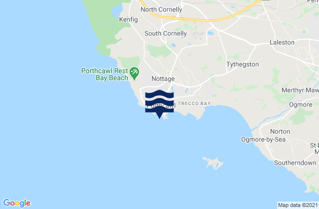Mapa da tábua de marés em Porthcawl - Coney Beach, United Kingdom