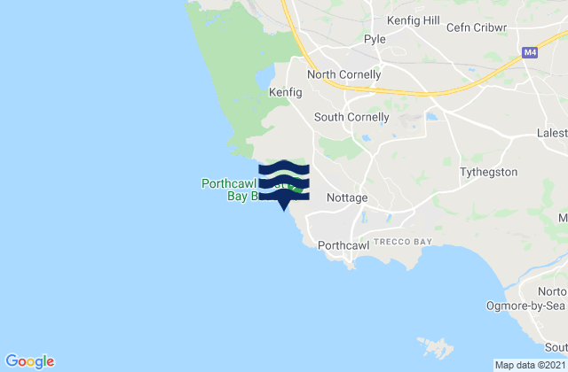 Mapa da tábua de marés em Porthcawl - Rest Bay, United Kingdom