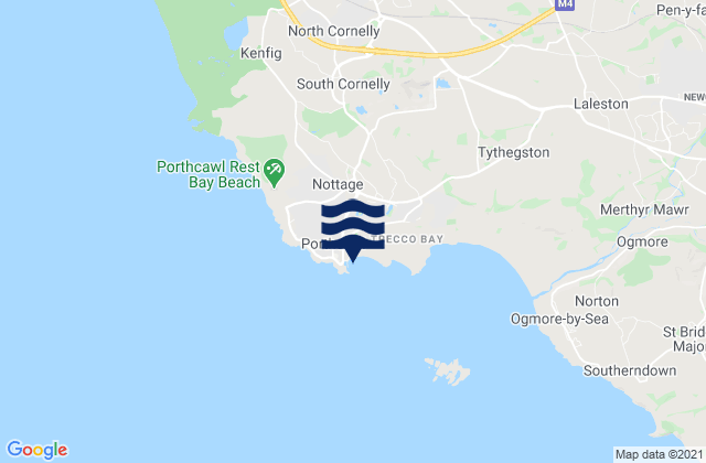 Mapa da tábua de marés em Porthcawl, United Kingdom
