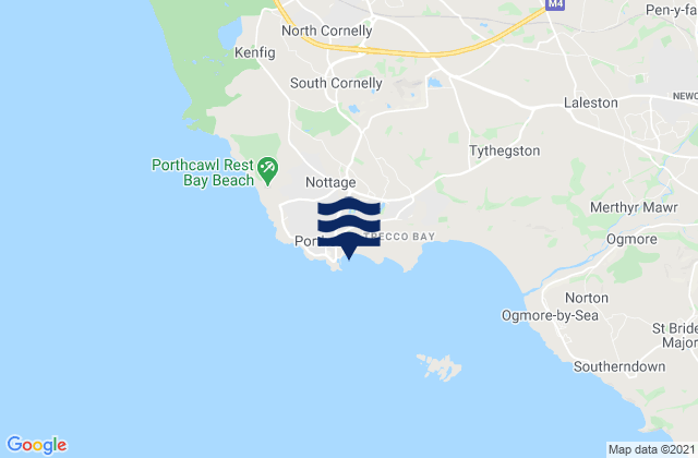 Mapa da tábua de marés em Porthcawl Harbour, United Kingdom