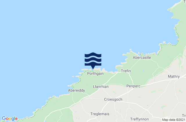Mapa da tábua de marés em Porthgain, United Kingdom