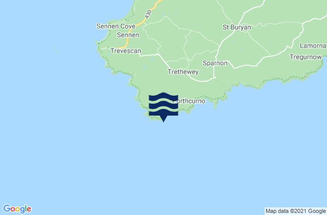 Mapa da tábua de marés em Porthgwarra Beach, United Kingdom